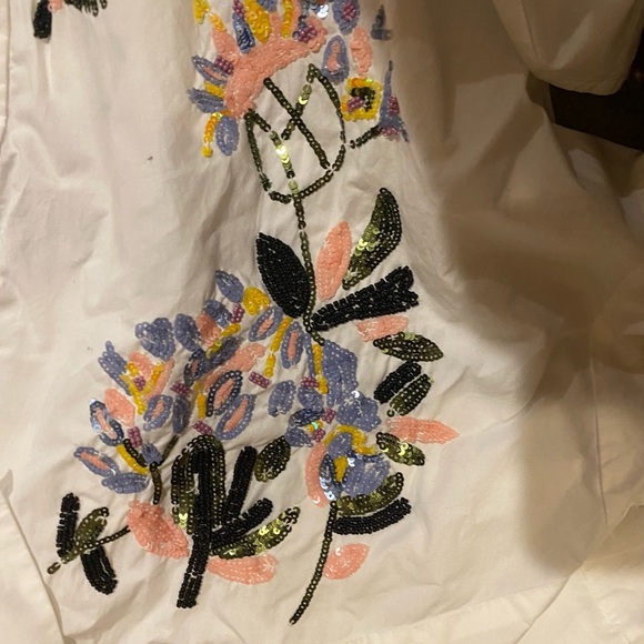 Munthe / singus white oversized button down sequin embellished floral 36 S - Picture 8 of 12